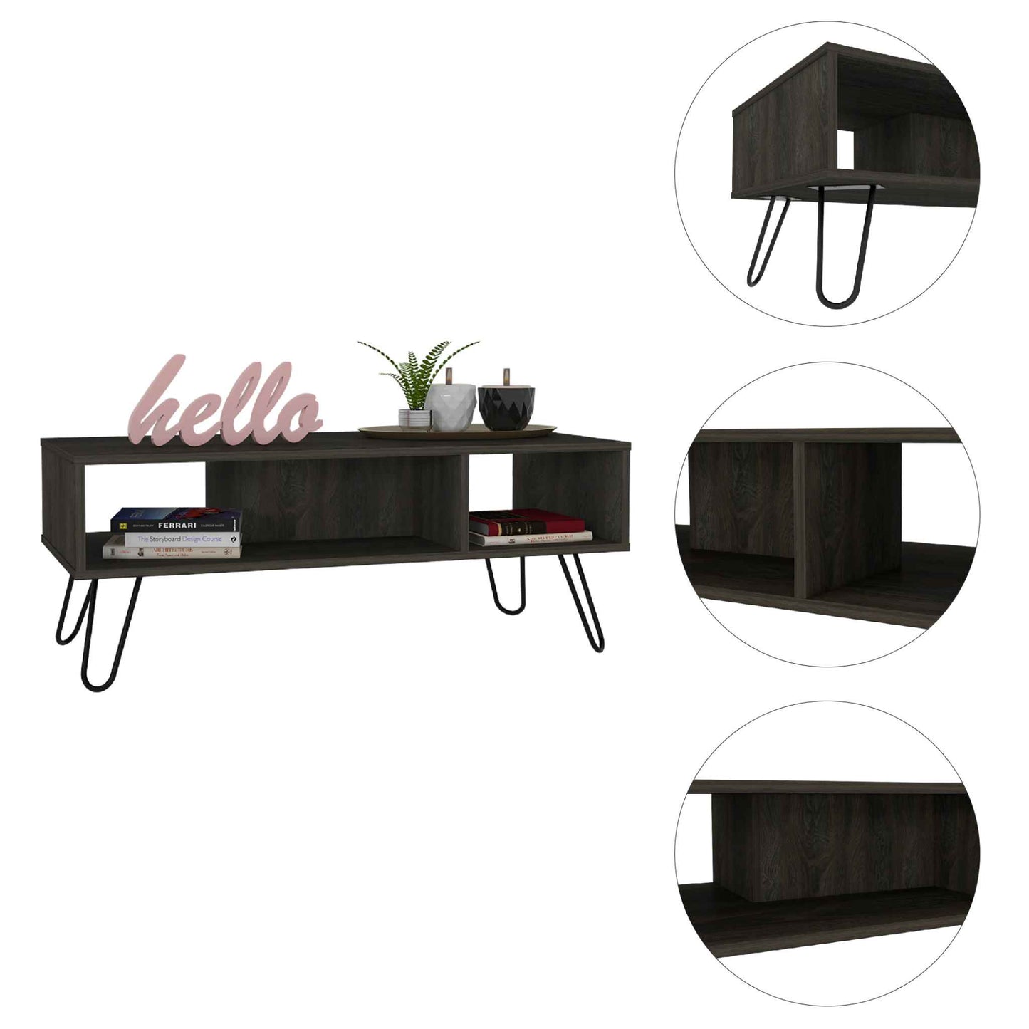 TuHome Carbon Espresso Coffee Table