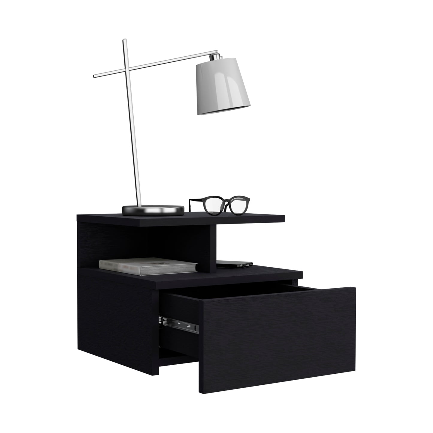 Adele Floating Nightstand, With One Drawer And Two Small Below Shelves For Storage or Decor