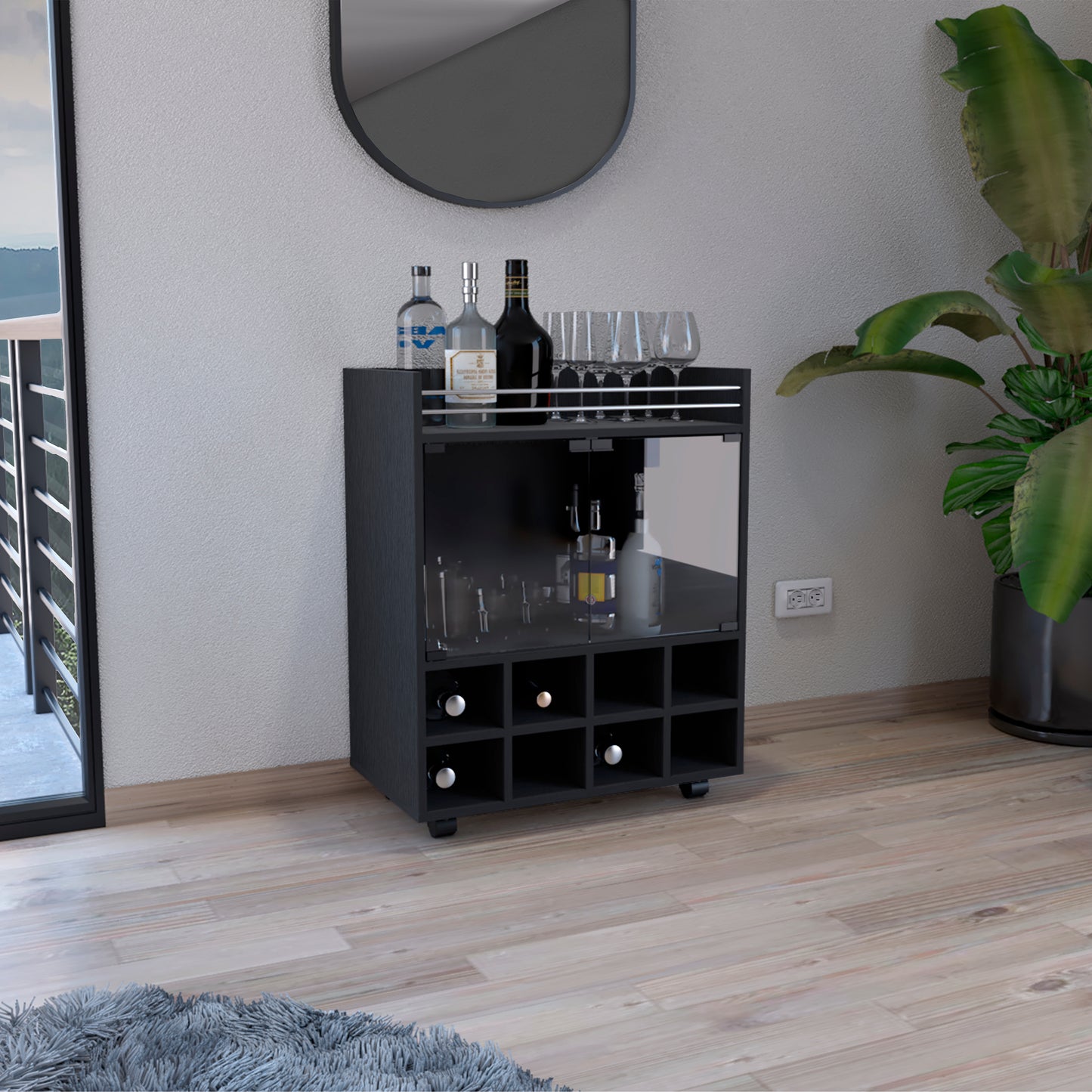 Bar Cart St Andrews with Cubby Shelving and Superior Glass Support