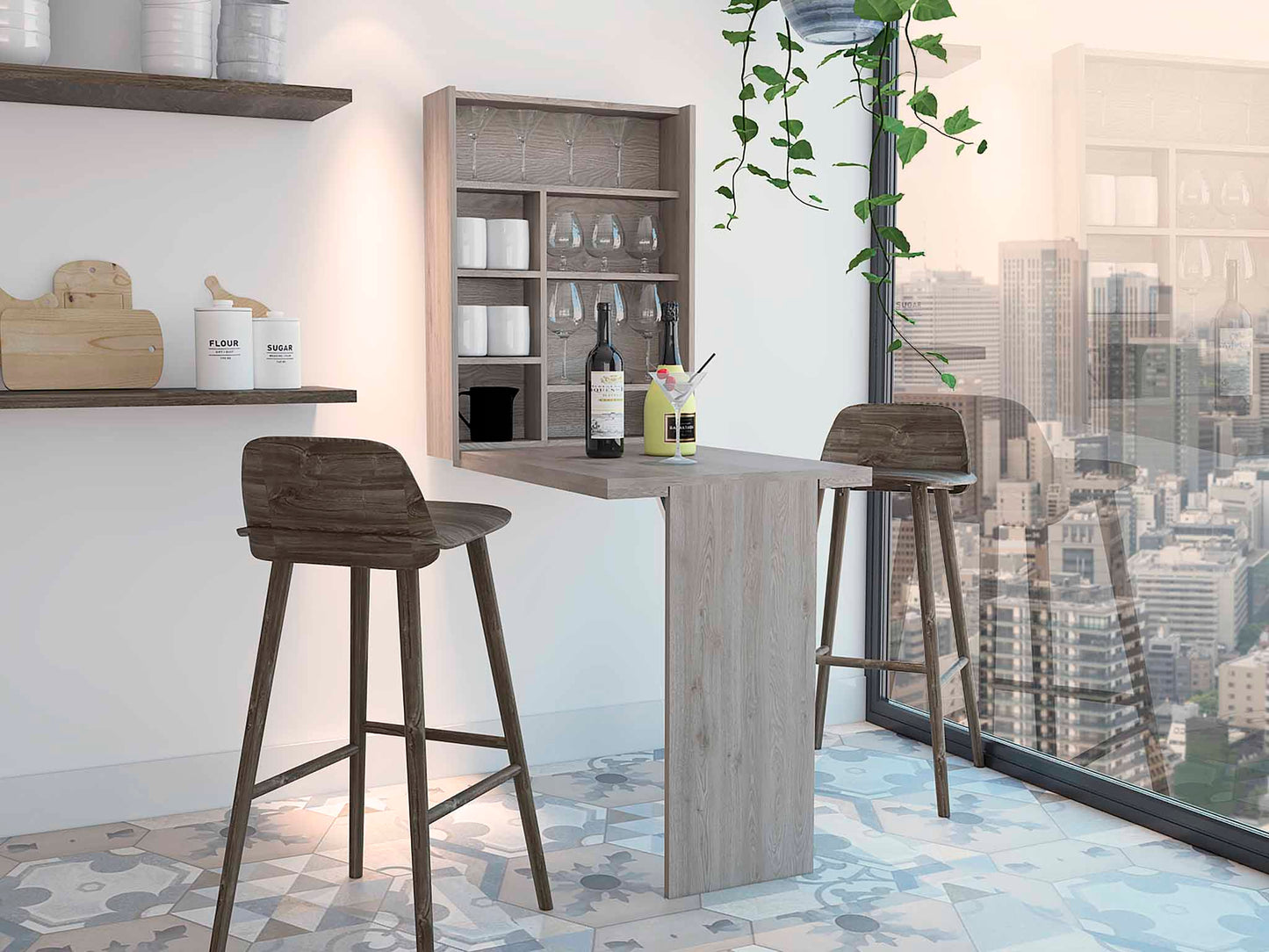 Light Gray Floating Desk TuHome