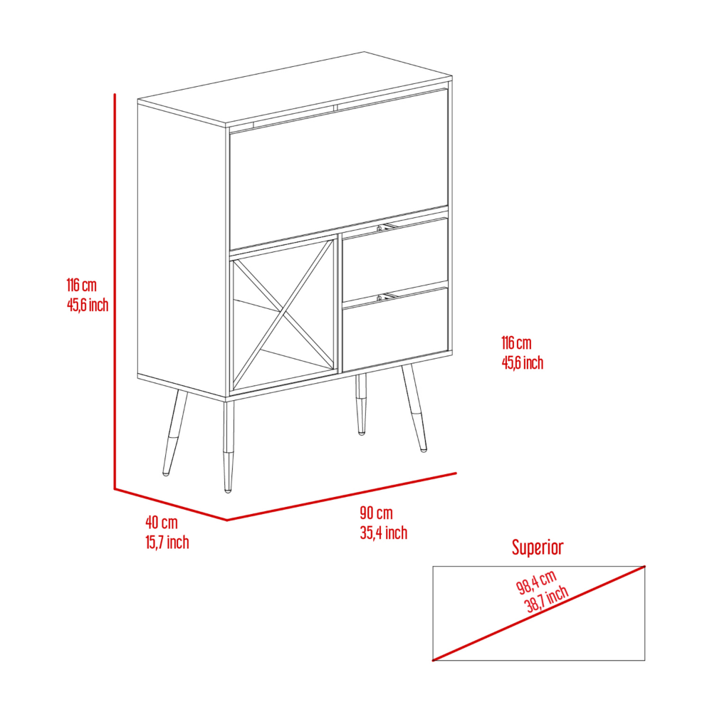 Prunus Bar Cabinet, One Cabinet, Two Drawers