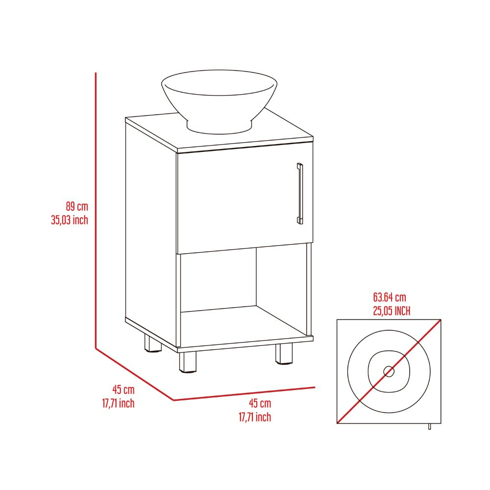Gouda Single Bathroom Vanity, One Open Shelf, Single Door Cabinet