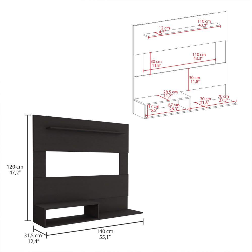 Beijing Floating Entertainment Center, One Superior Shelf, Two Shelves, Space For The TV´s up 55"
