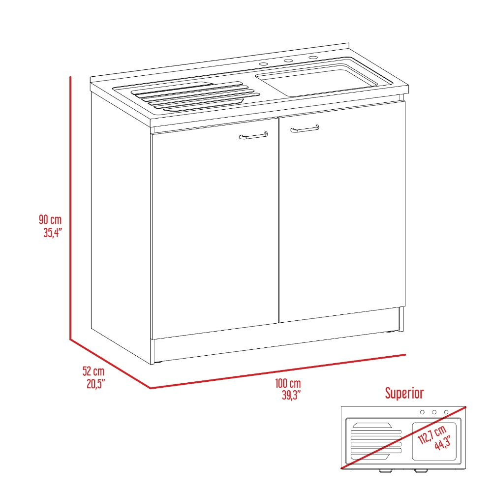 Napoles Utility Sink, Two Shelves, Double Door Cabinet