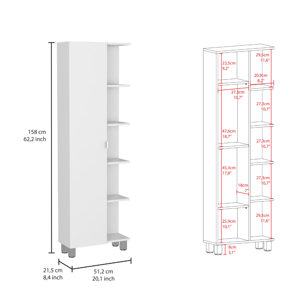 Fiore Linen Cabinet, with five shallow shelves