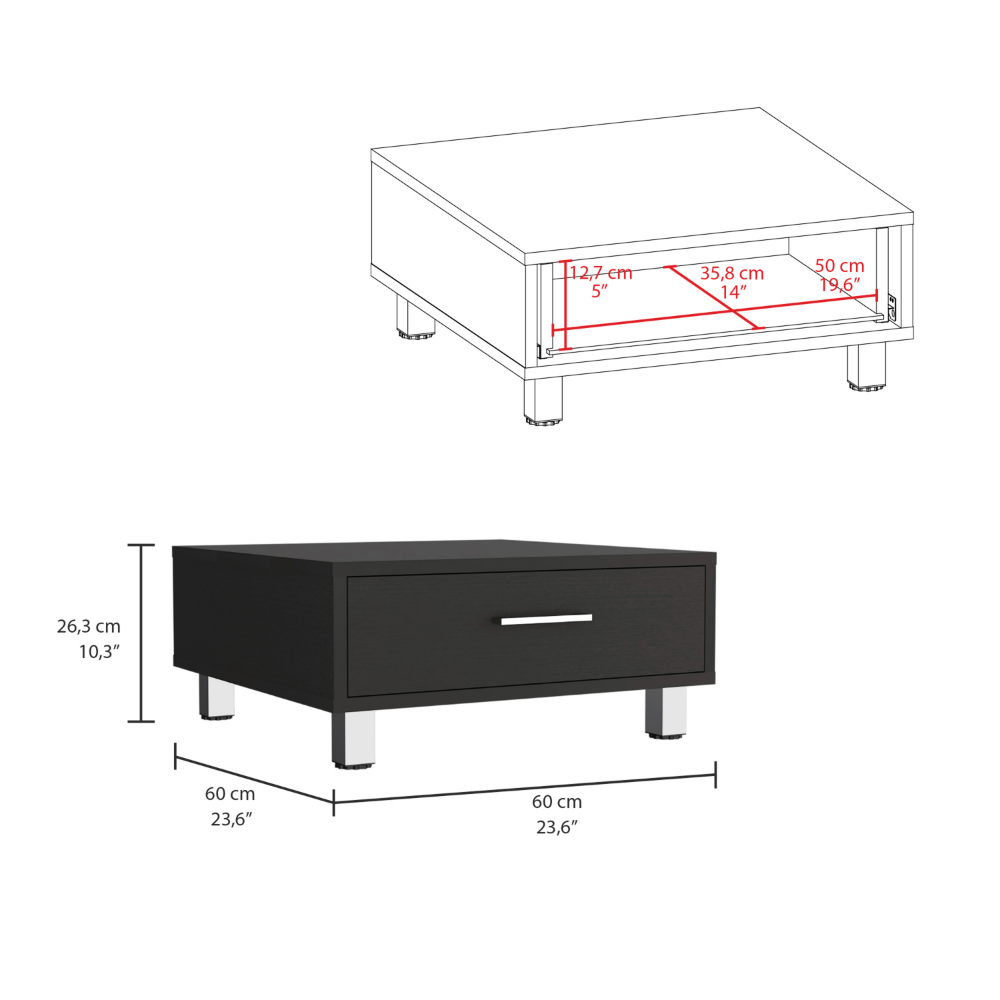 Beijing Coffee Table, One Drawer, Four Legs