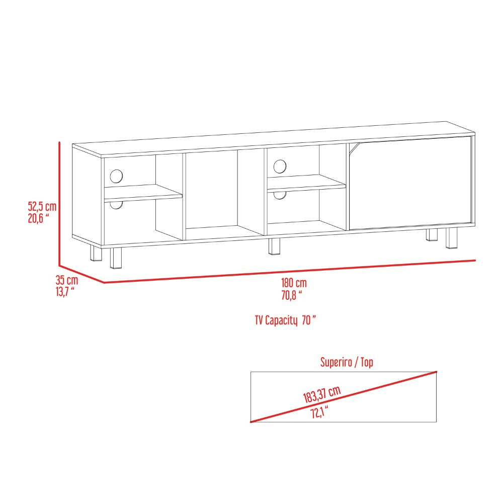 Valdivia Tv Stand for TV´s up 70", Four Open Shelves, Five Legs