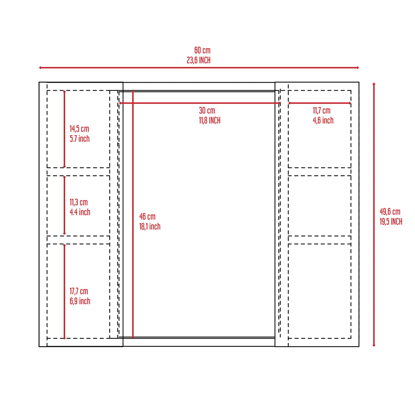 Tuhome Artemisa Medicine Cabinet with Integrated Mirror, Six Interior Storage Shelves, Secure Double-Door Design, Space-Saving Wall Cabinet for Organized Bathrooms and Daily Essentials.