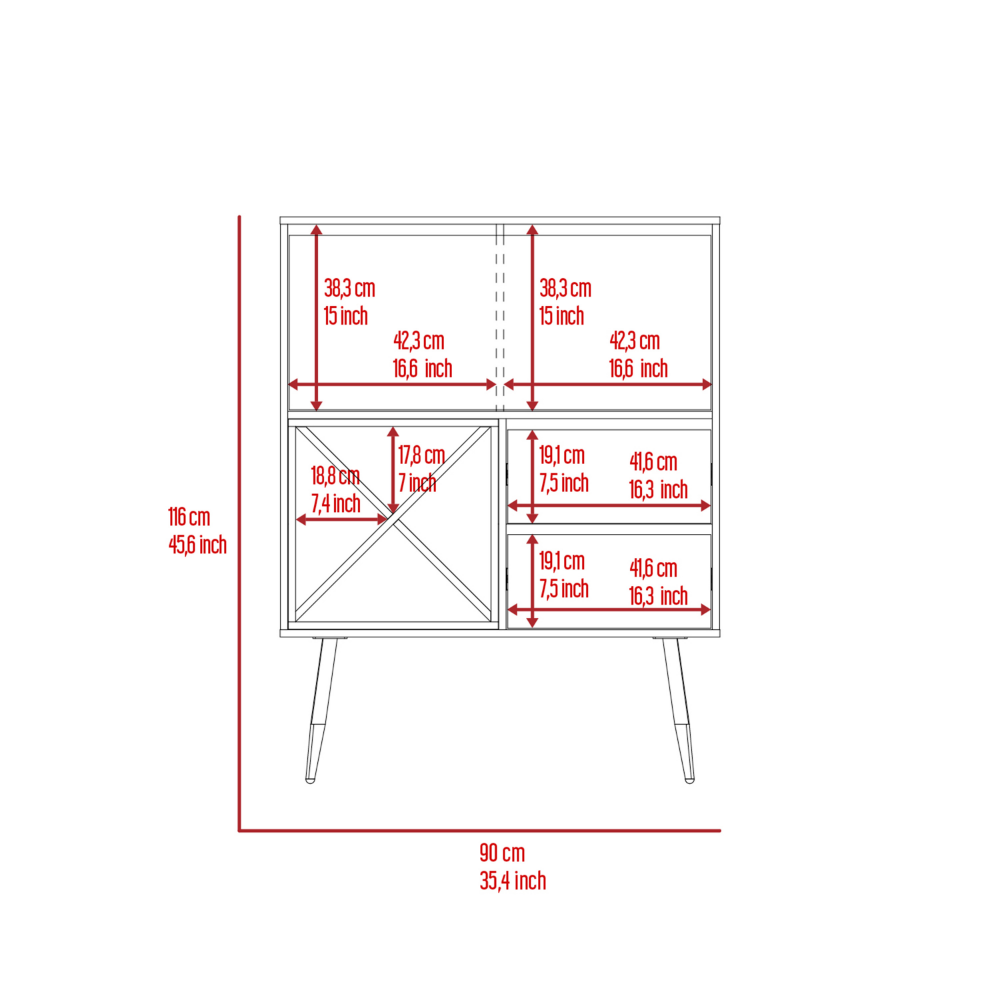 Prunus Bar Cabinet, One Cabinet, Two Drawers