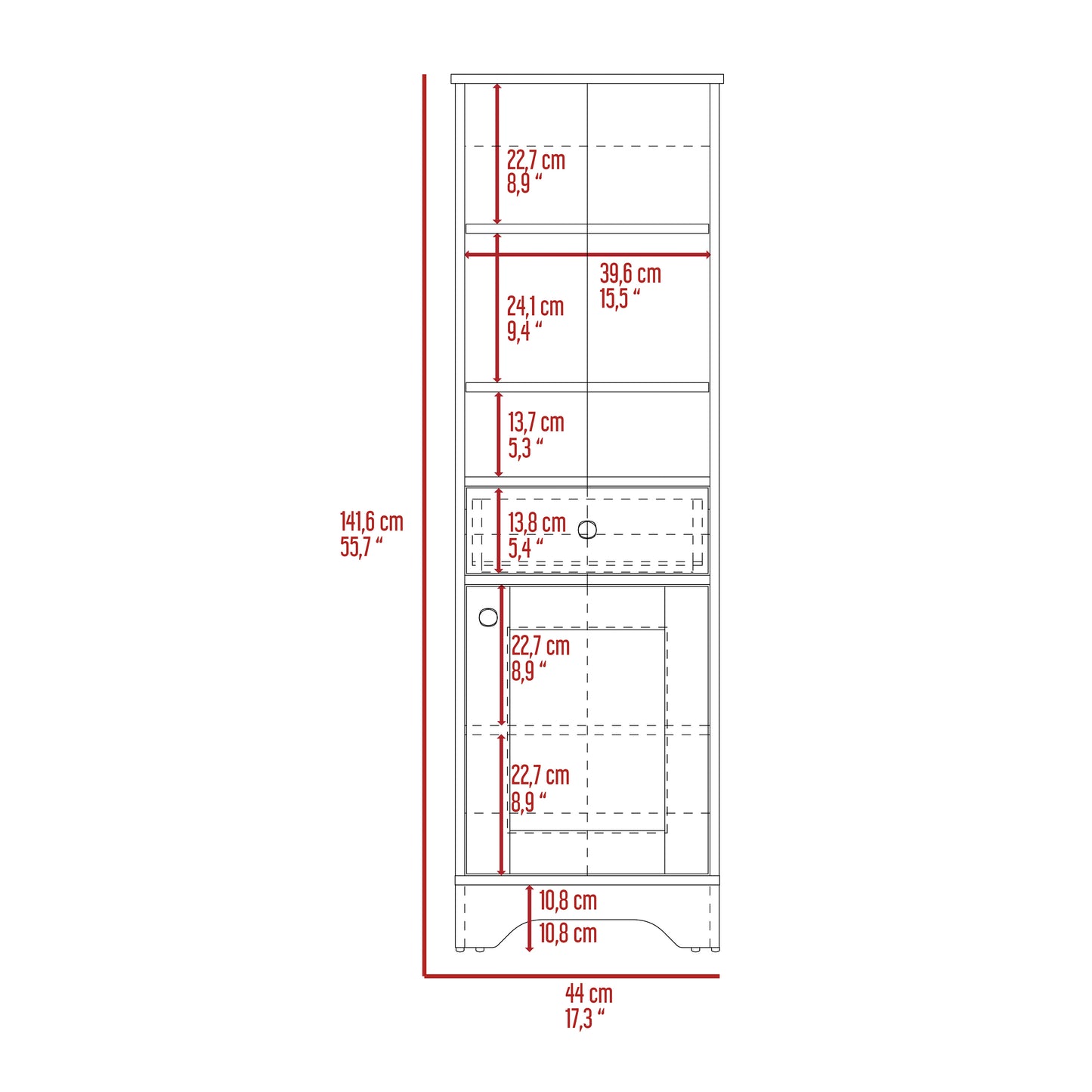 St. Clair Linen Cabinet, Two Interior Shelves, Two Open Shelves, Single Door