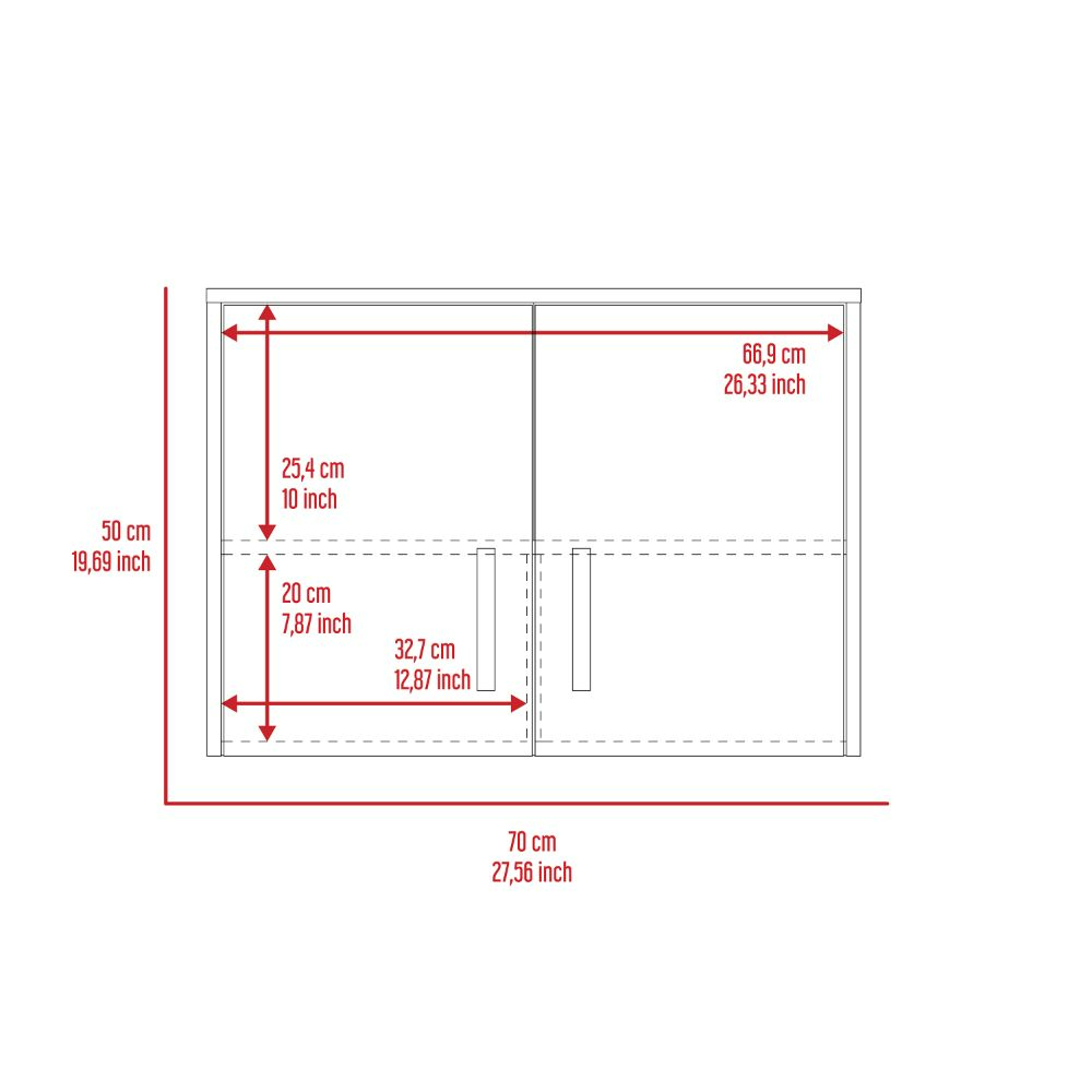 Storage Cabinet - Wall Cabinet, Three Interior Shelves, Double Door