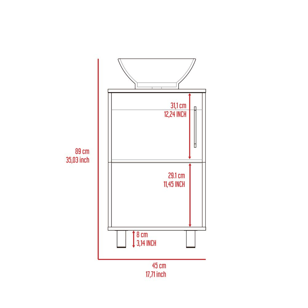 Gouda Single Bathroom Vanity, One Open Shelf, Single Door Cabinet