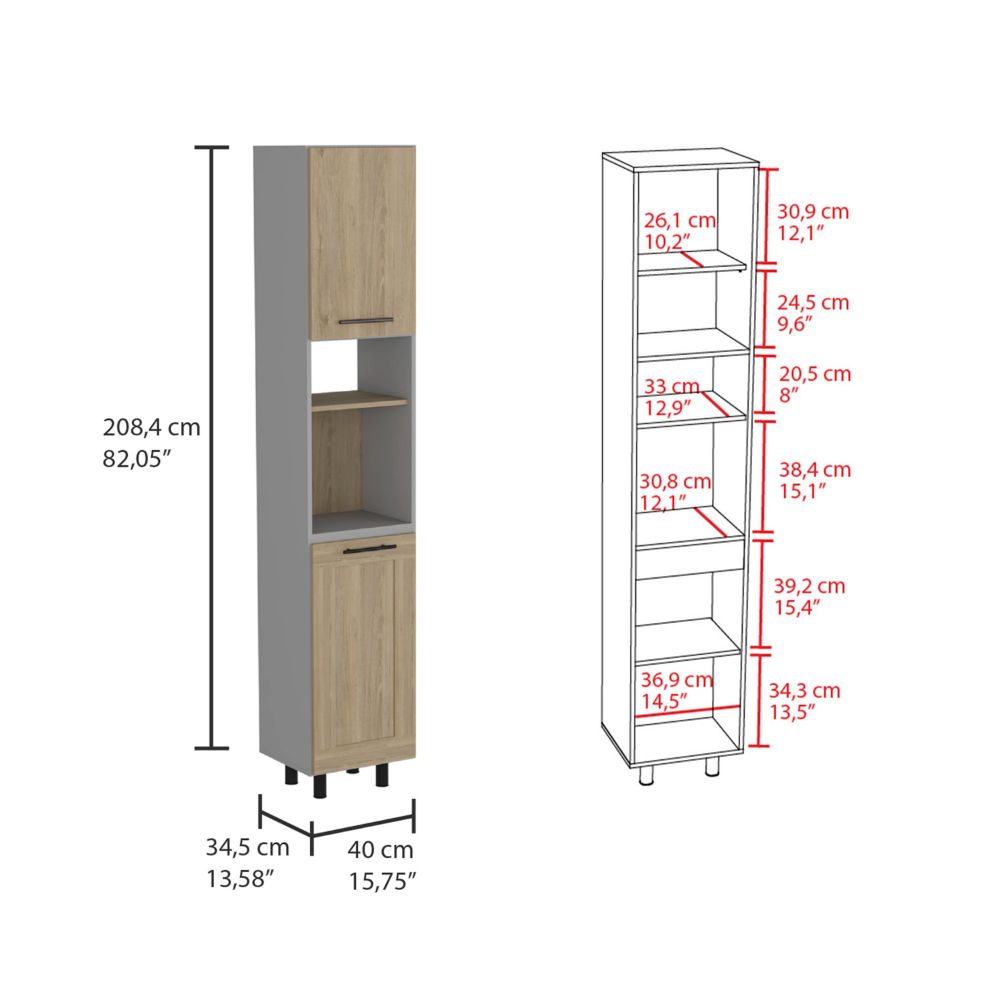 TUHOME Tall Kitchen Pantry Cabinet with Double Doors and Six Spacious Shelves for Enhanced Home Organization Featuring Modern Design, Ample Storage Capacity and Durable Engineered Wood Construction for Functional Culinary Spaces