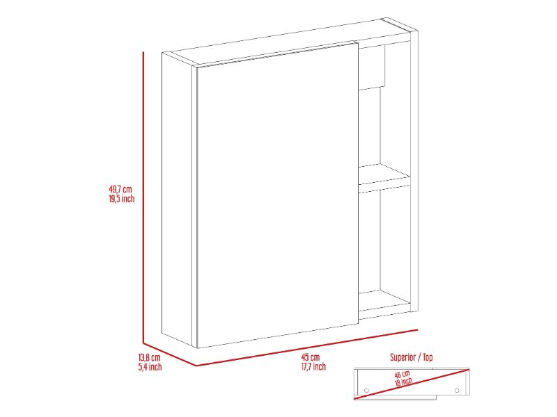 Labelle Medicine Single Door Cabinet With Mirror, Five Internal Shelves
