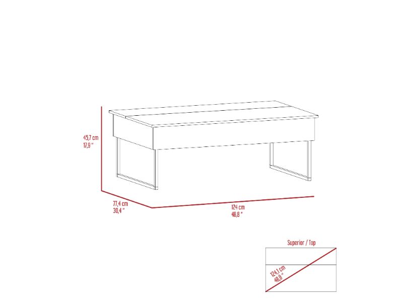 Bianchi Lift Top Coffee Table, Two Legs