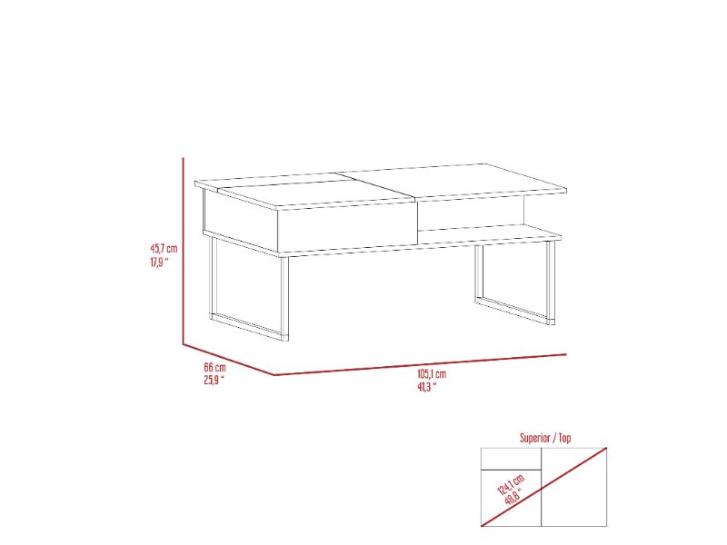 Armin Lift Top Coffee Table, One Shelf