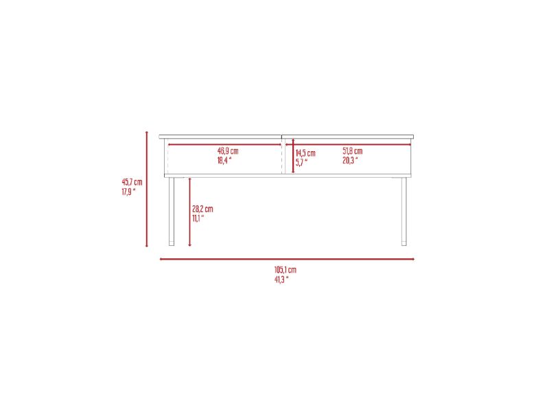 Armin Lift Top Coffee Table, One Shelf