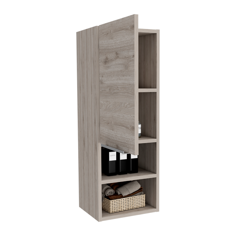 Mila Bathroom Cabinet, Two Interior Shelves, Two External Shelves, Single Door Cabinet