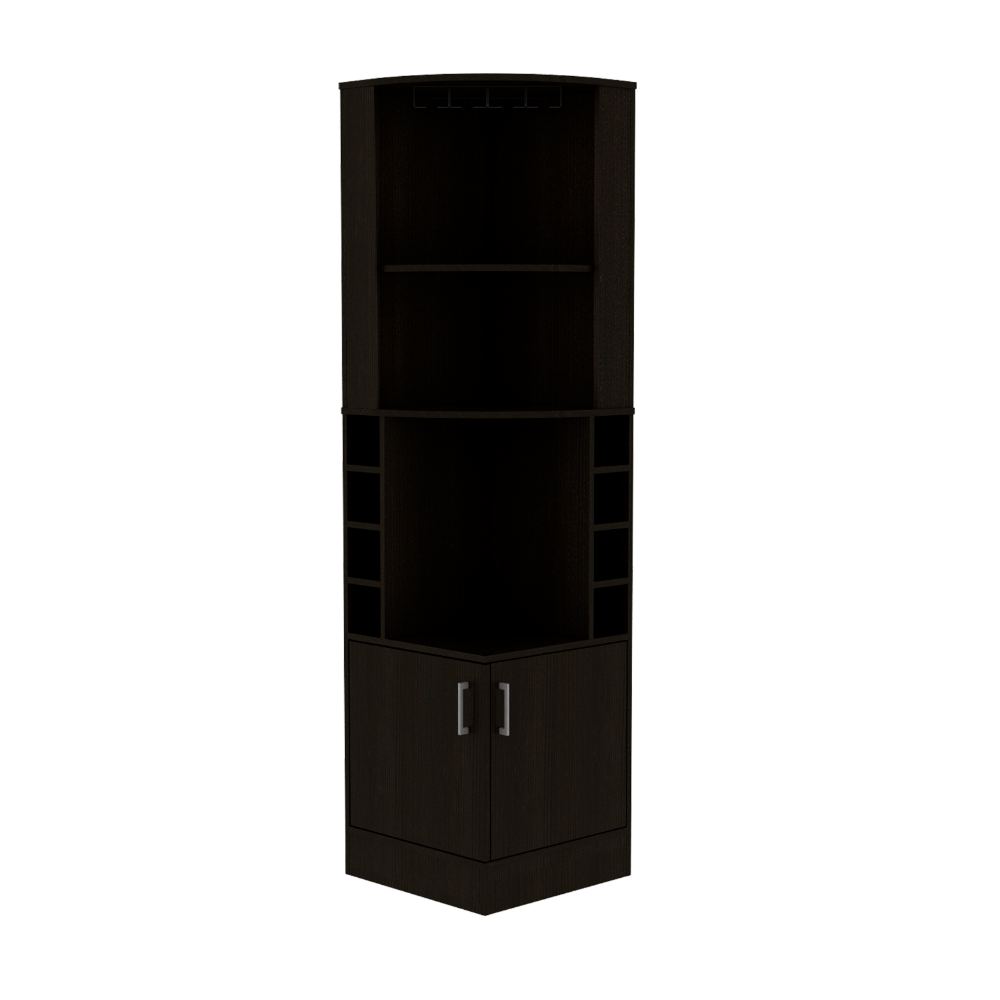 Coppola Corner Bar Cabinet with eight cubbies for wine
