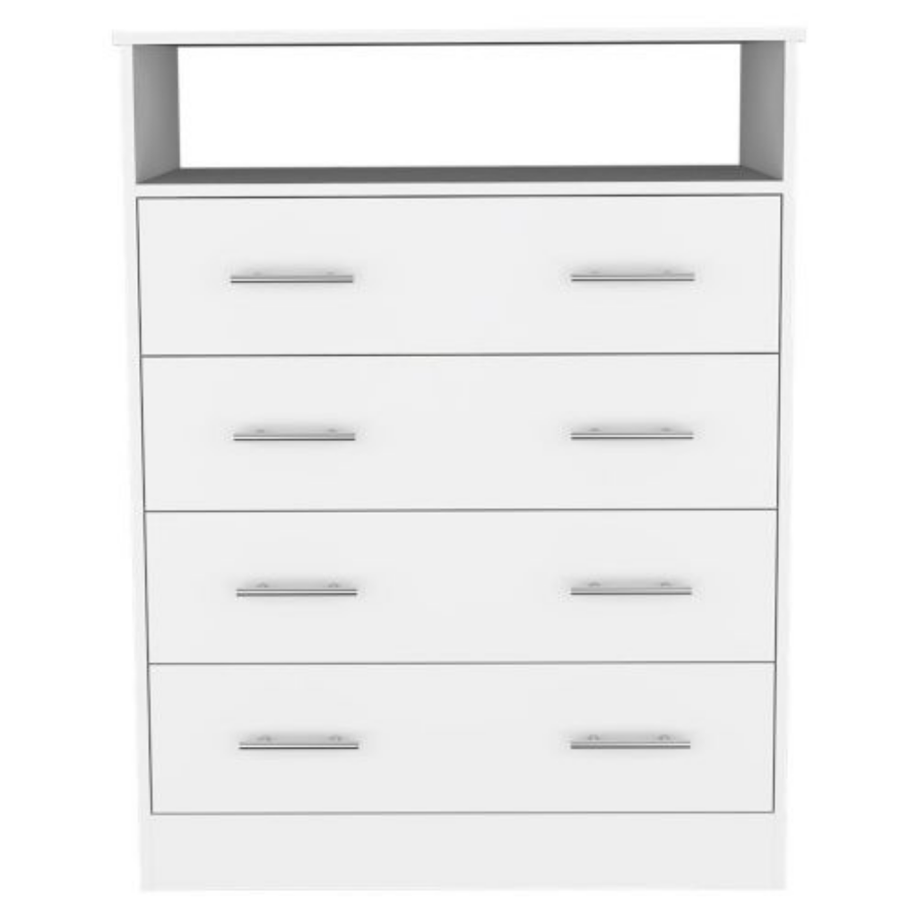 Sanna Four Drawer Dresser, One Open Shelf