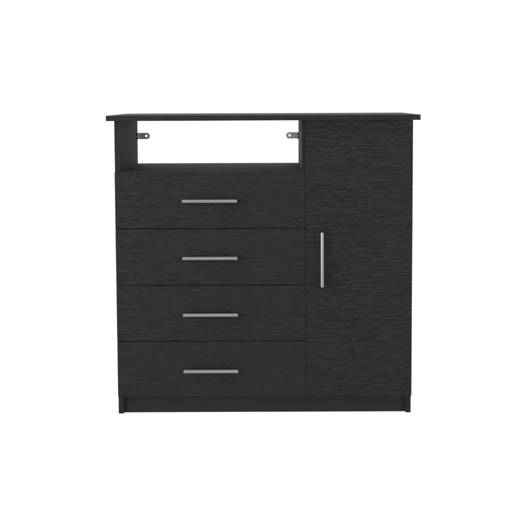 Sierra Freestanding Dresser with Four Drawers, One Cabinet and One Open Shelf, Modern Bedroom Storage