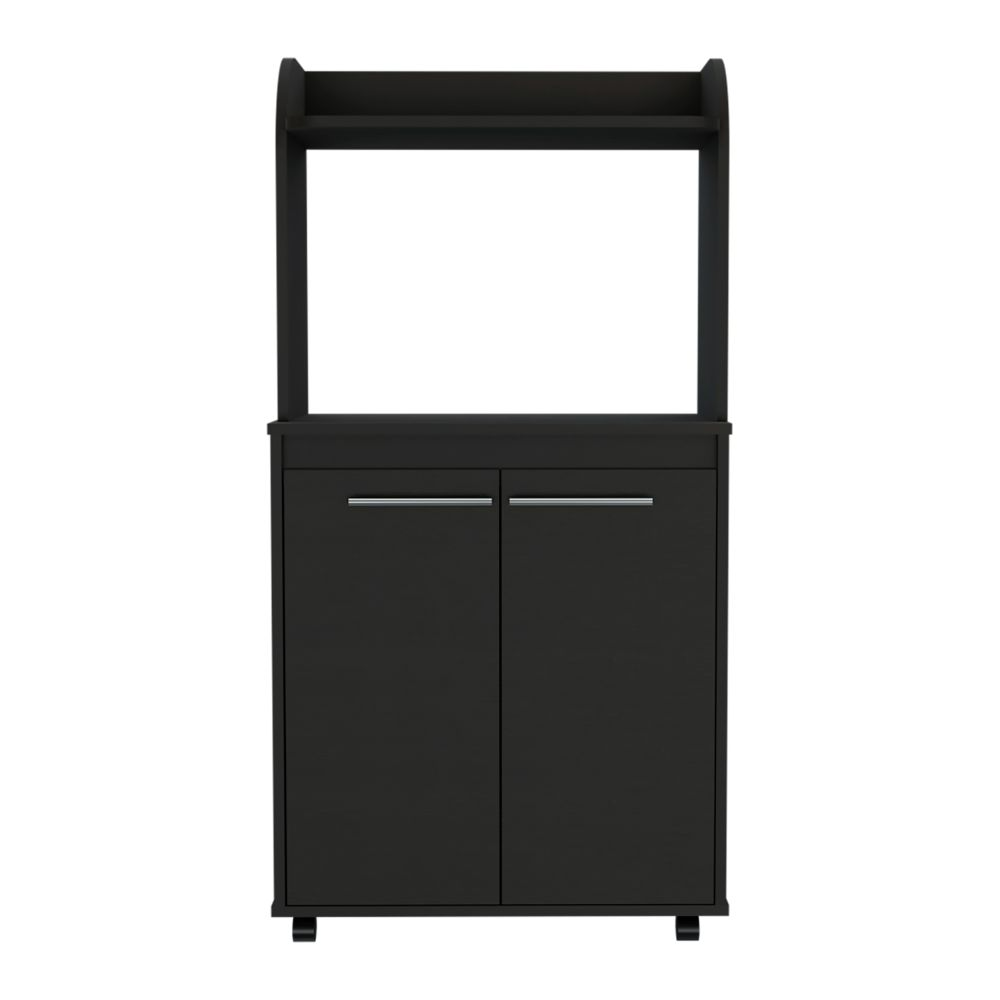 Kira Kitchen Kart, Double Door Cabinet, One Open Shelf, Two Interior Shelves