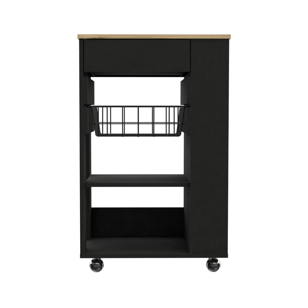 Blosson Kitchen Cart, One Drawer, Two Open Shelves, Four Casters