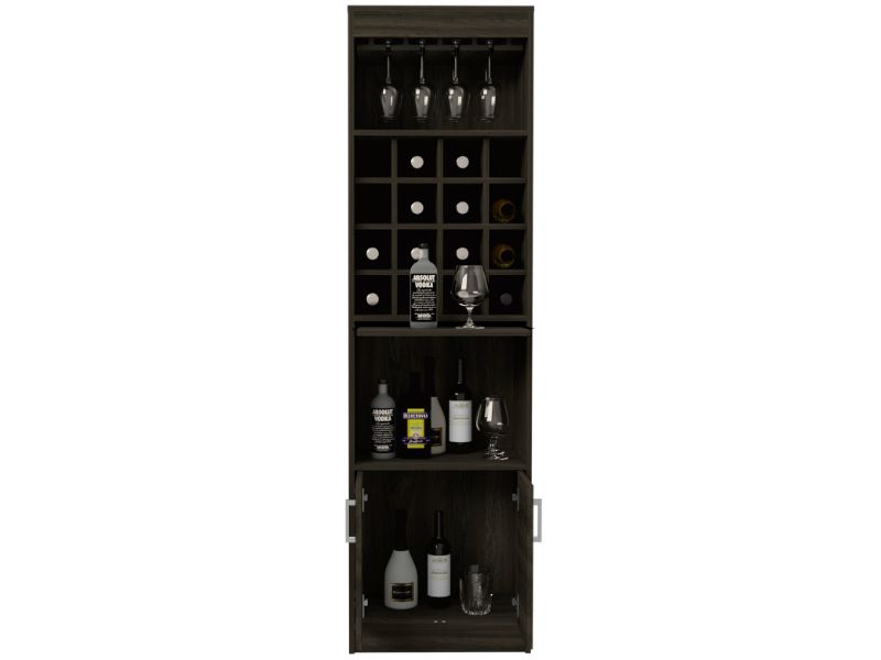 Kava Bar Cabinet, One Extendable Shelf, Sixteen Wine Cubbies, One Shelf