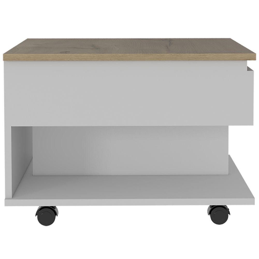 Romano Lift-Top Coffee Table with Casters, One Top Shelf and Hidden Storage