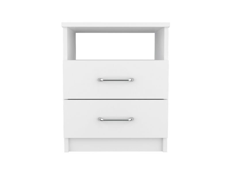 Napoles Nightstand, Modern Bedside Storage With Superior Top Shelf, Two Drawers, One Open Shelf