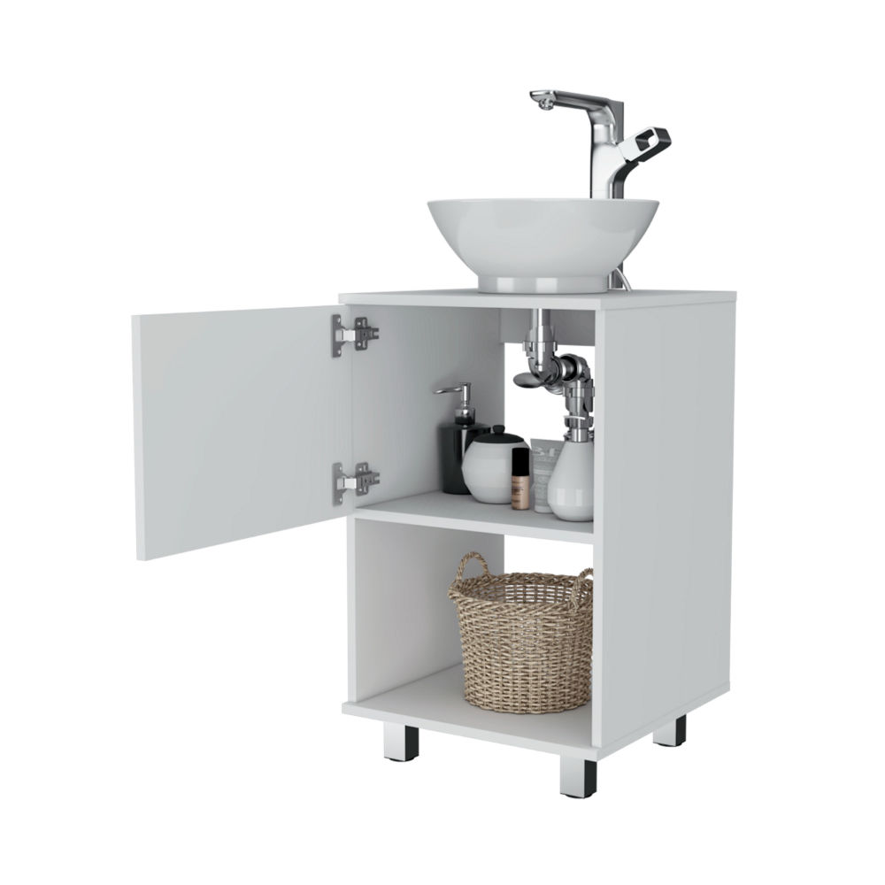 Gouda Single Bathroom Vanity, One Open Shelf, Single Door Cabinet