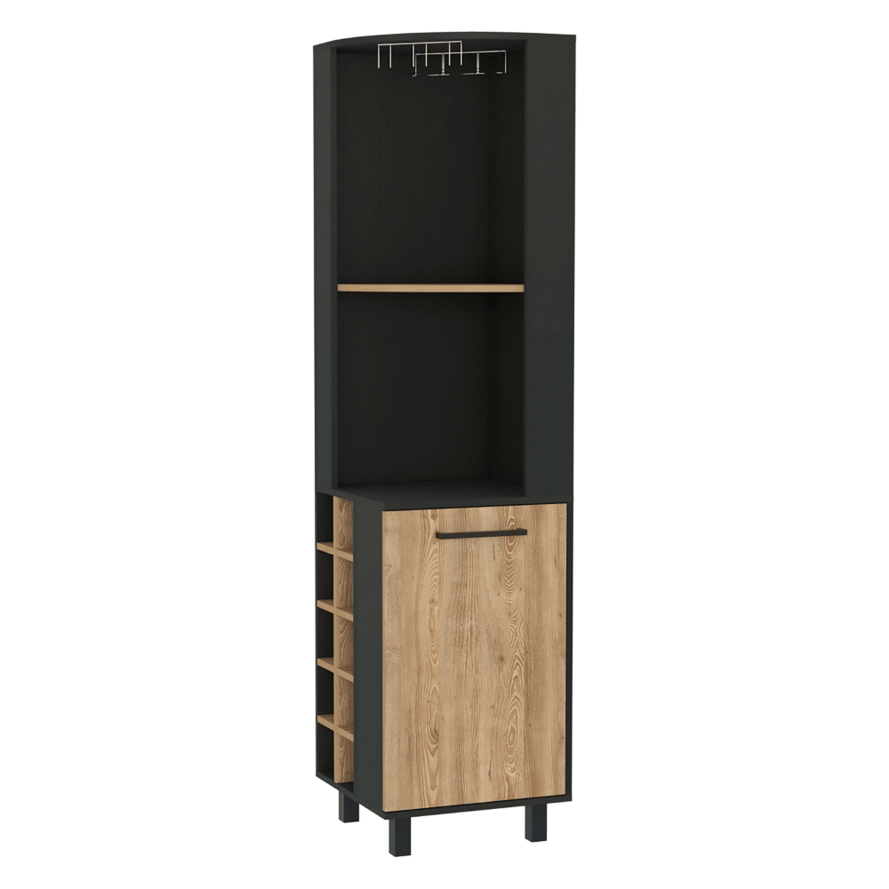Kaia Corner Bar Cabinet with superior Glasses shelves and Cubby Shelving