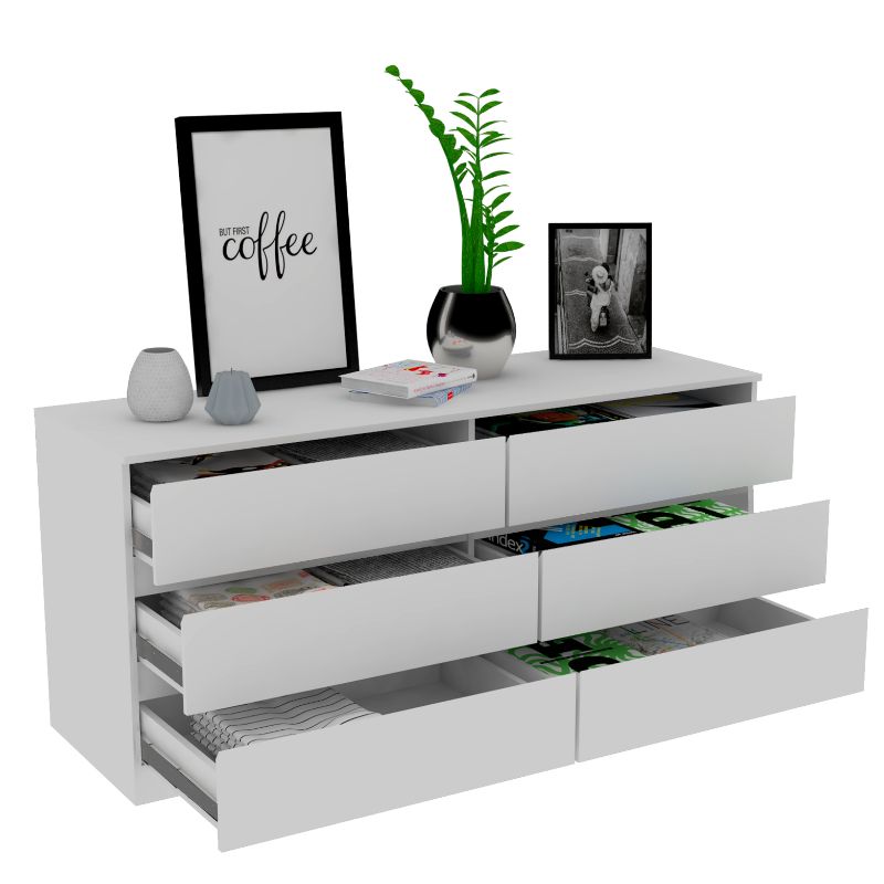 Asteria 6 Drawer Double Dresser, Metal Handles