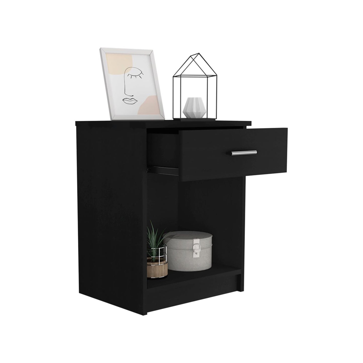 Eco Nightstand, Superior Top,  Single Drawer, Lower Shelf