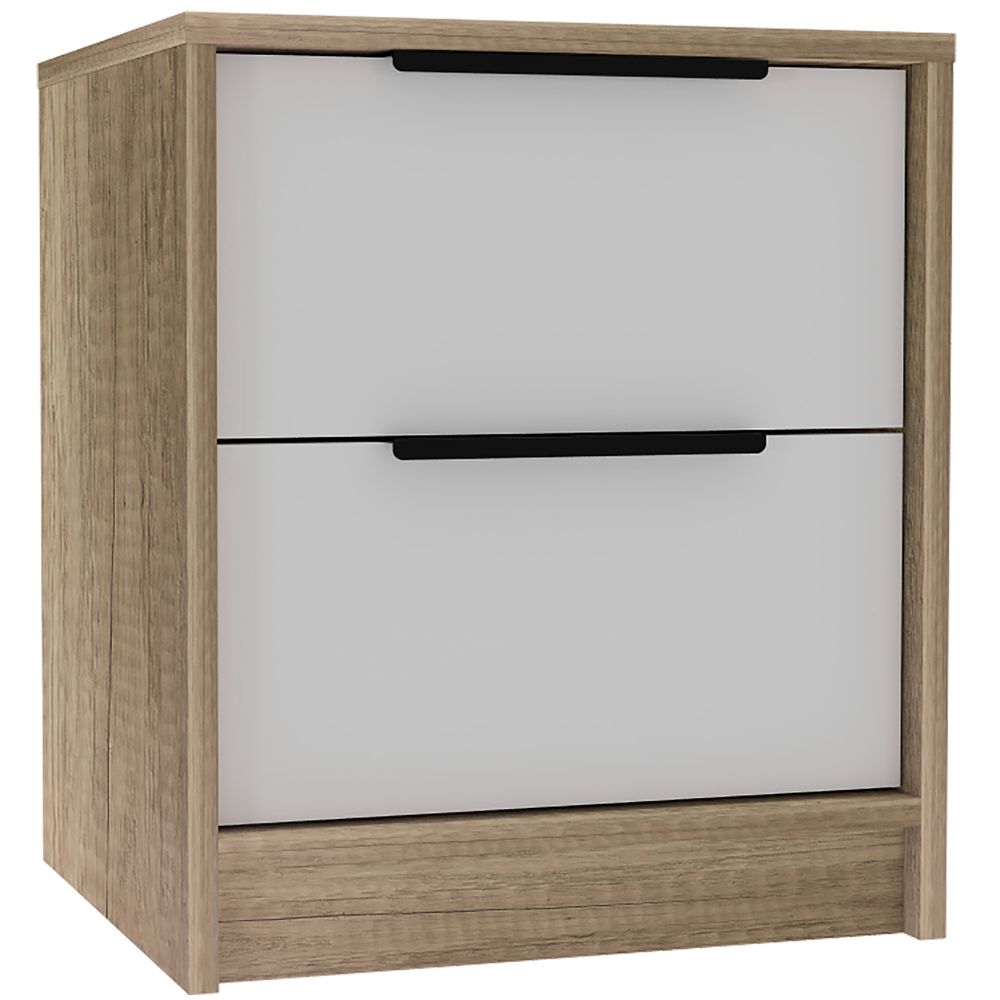 Kaia Nightstand Small, With Two Drawers, Metal Handle, Bedside Bedroom Storage