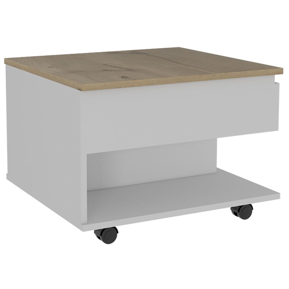 Romano Lift-Top Coffee Table with Casters, One Top Shelf and Hidden Storage