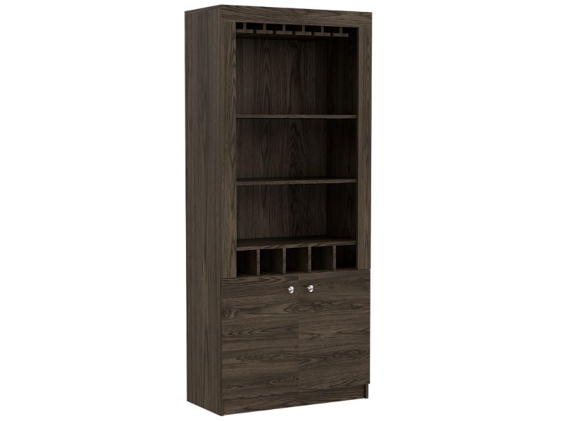 Montenegro Bar Cabinet, Double Door Cabinet, Five Cubbies