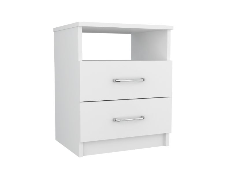 Napoles Nightstand, Modern Bedside Storage With Superior Top Shelf, Two Drawers, One Open Shelf