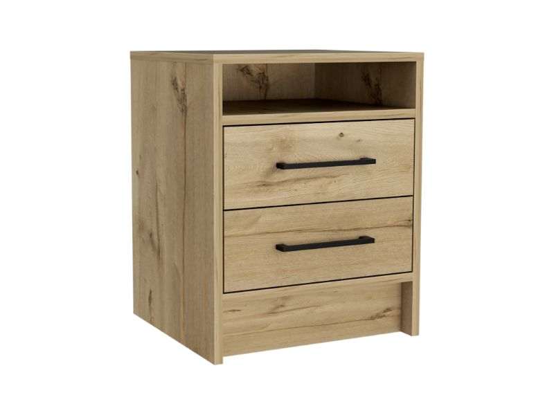 Eter Nightstand Minimalist Modern Style, Superior Top Shelf, One Open Storage Shelf And Two Drawers, Modern Bedside Storage