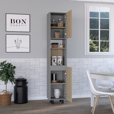 TUHOME Tall Kitchen Pantry Cabinet with Double Doors and Six Spacious Shelves for Enhanced Home Organization Featuring Modern Design, Ample Storage Capacity and Durable Engineered Wood Construction for Functional Culinary Spaces