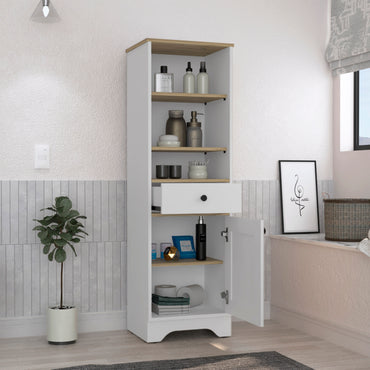 St. Clair Linen Cabinet, Two Interior Shelves, Two Open Shelves, Single Door