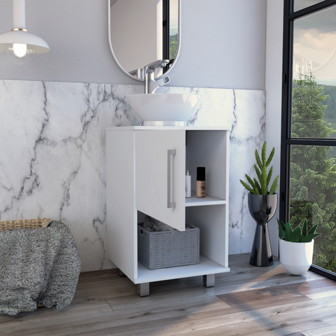Gouda Single Bathroom Vanity, One Open Shelf, Single Door Cabinet