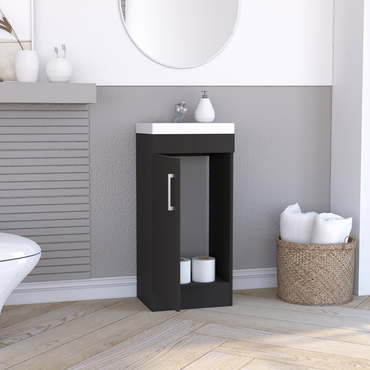Madrid Floorstanding Bathroom Vanity with Resin Sink, Modern Look Storage Cabinet for Bathroom Organization