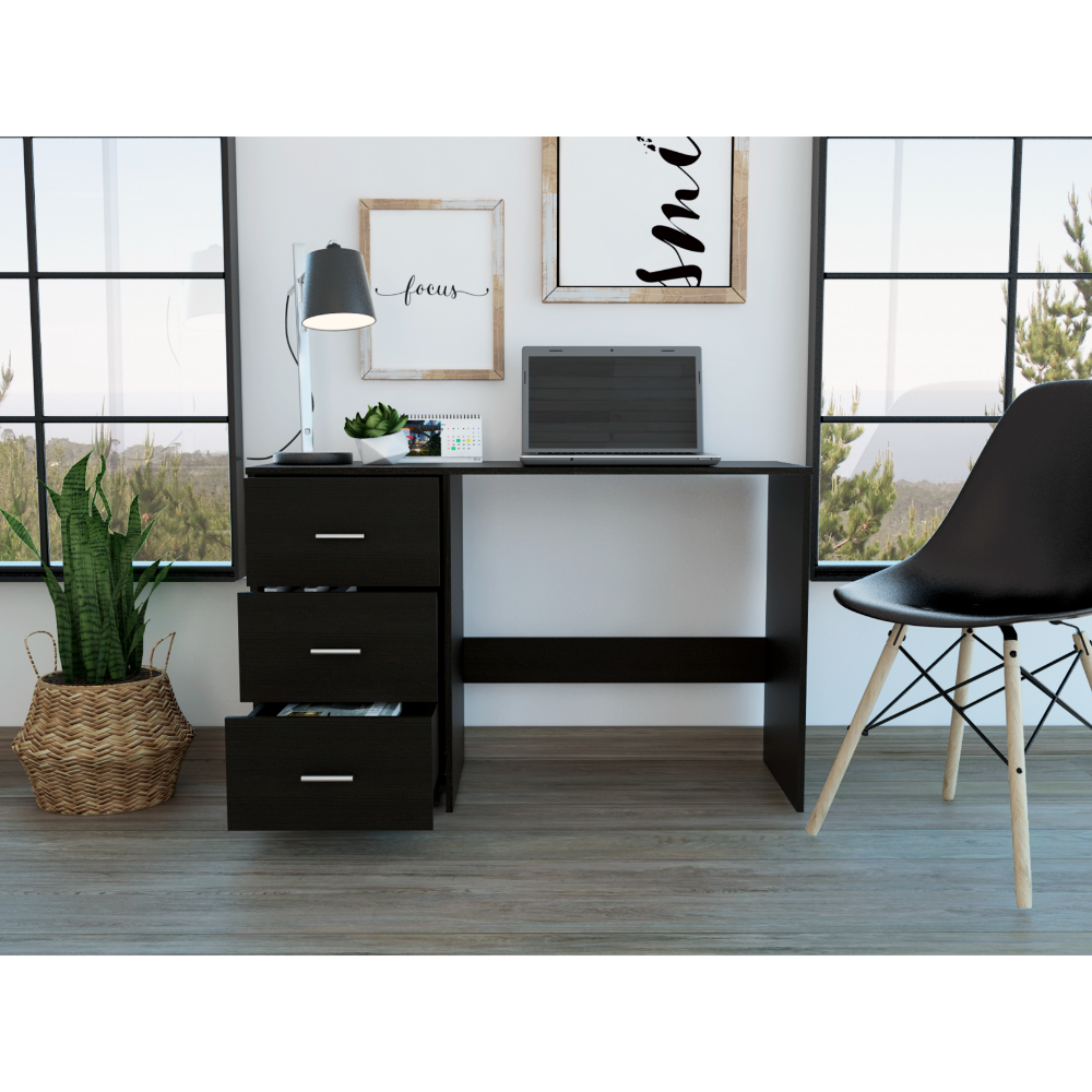 Three-Drawer Writing Desk With Compact Design and Ample Storage