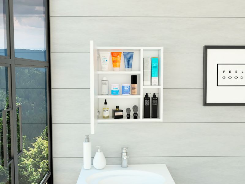 Labelle Medicine Single Door Cabinet With Mirror, Five Internal Shelves