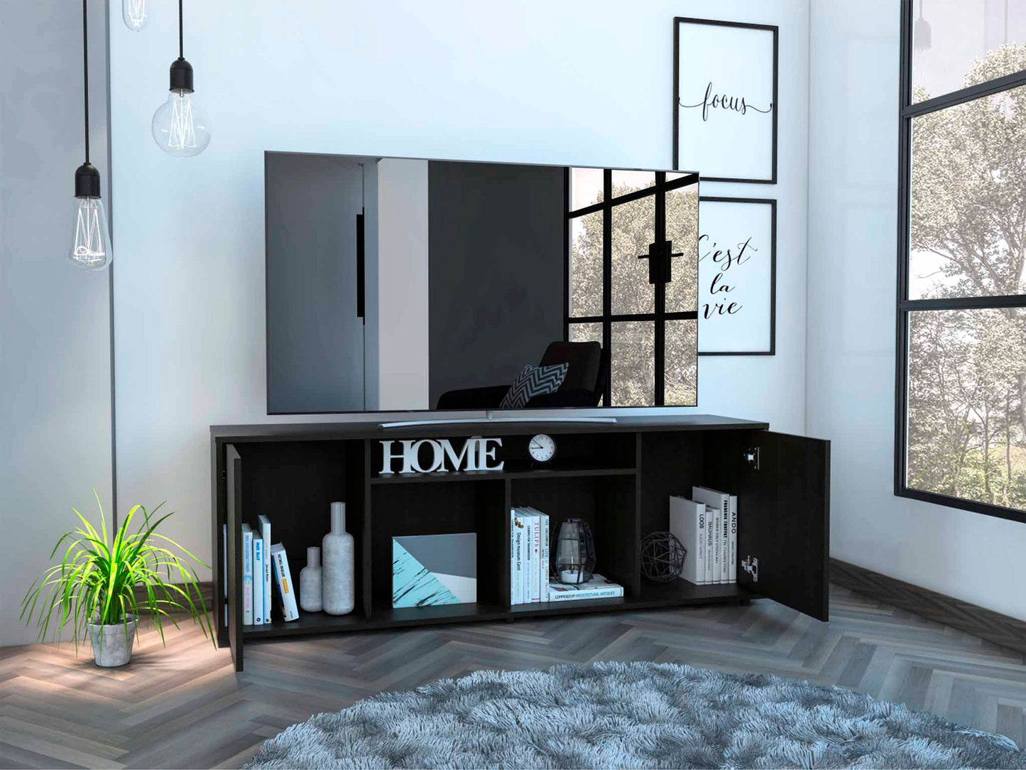 Black Prana TV Stand TuHome