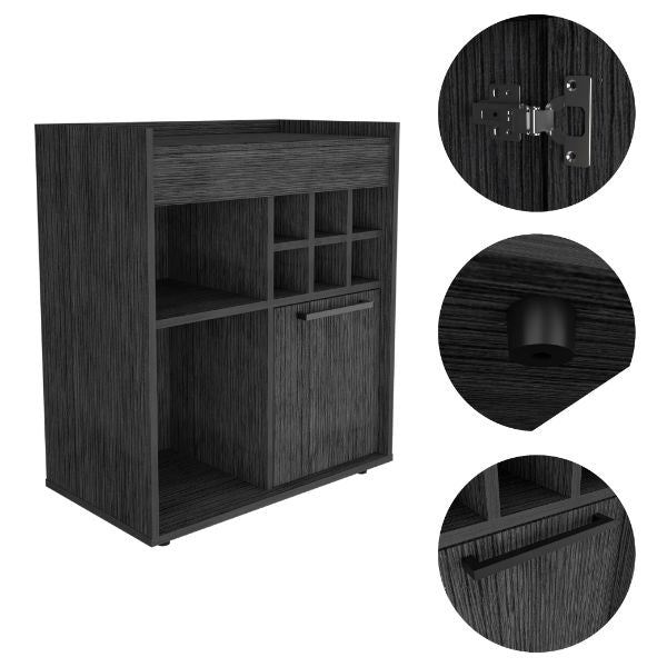 Lyon Bar Cabinet, Six Cubbies, Cabinet With Divisions, Two Concealed Shelves