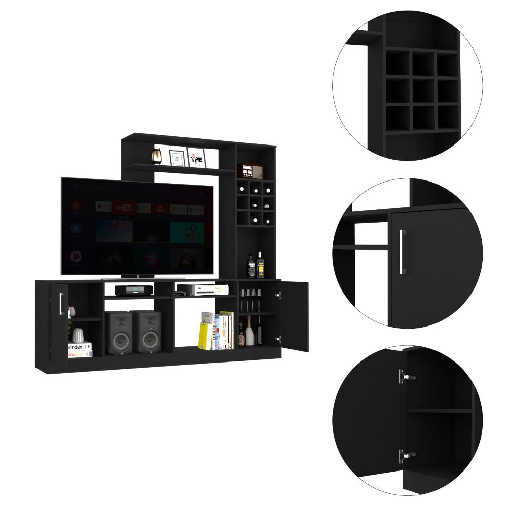 Kava Entertainment Center, Six External Shelves, Double Door Cabinet, Storage Spaces for TV´s up 37"