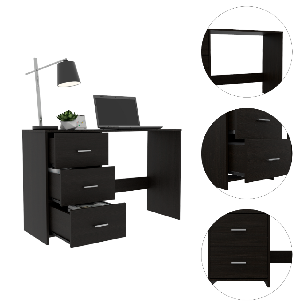 Three-Drawer Writing Desk With Compact Design and Ample Storage