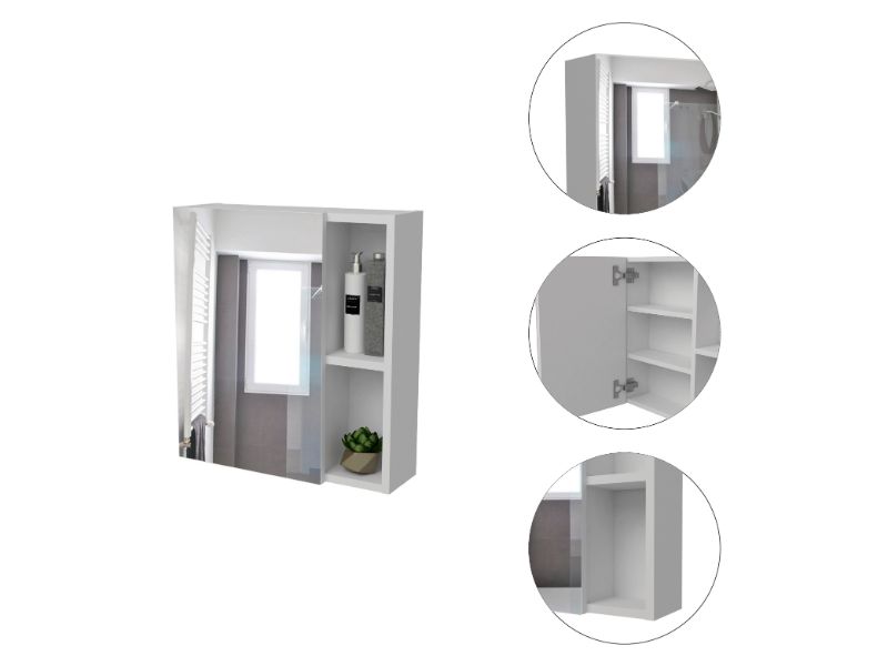 Tuhome Labelle Mirror Cabinet, White, for Bathroom